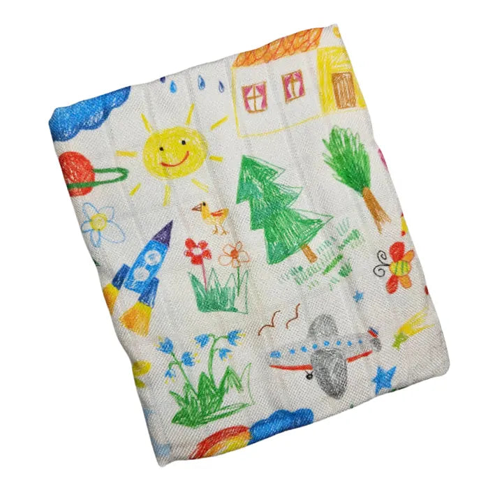 Bamboo Tetra Diaper 65x65cm - Kids Drawing