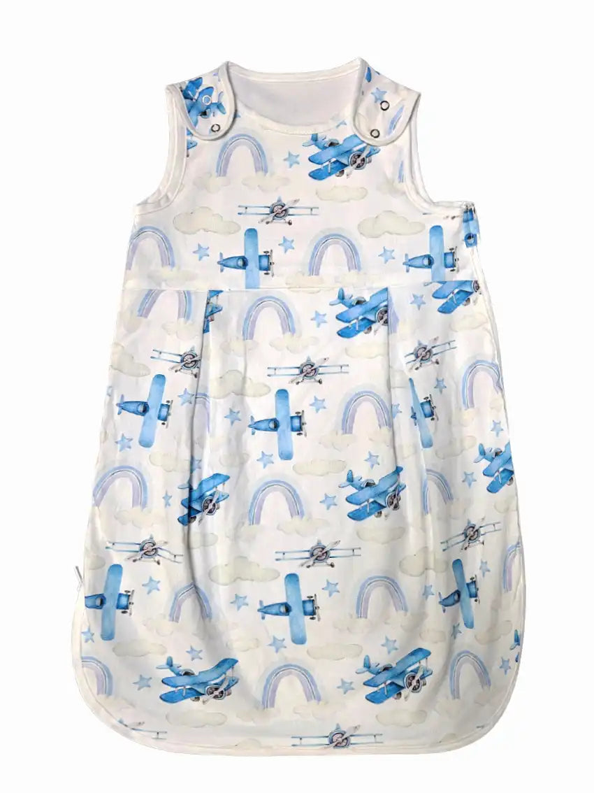 Tanja two-layer classic sleeping bag - Blue planes and rainbows