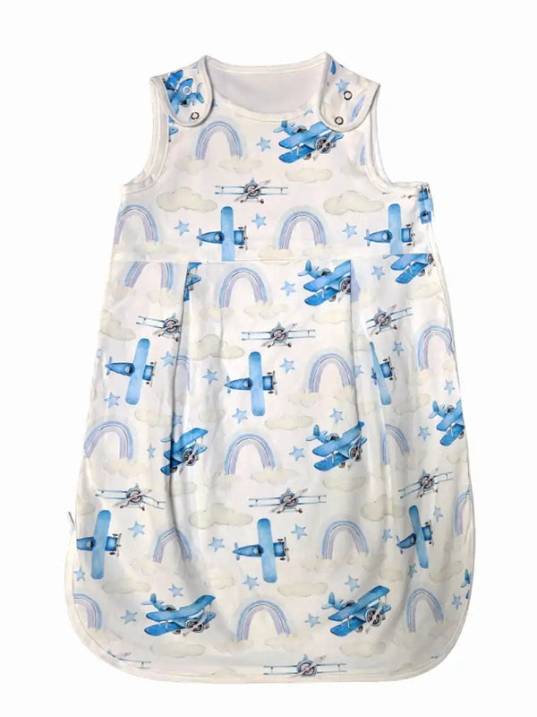 Tanja two-layer classic sleeping bag - Blue planes and rainbows