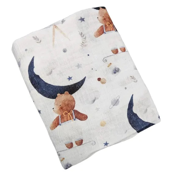 Dječja tetra pelena muslin premium 65x65cm - Bear reaching the moon
