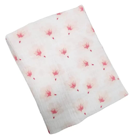 Children's Premium Muslin Tetra Diaper 65x65cm - Pink Flowers