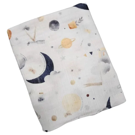Children's Premium Muslin Tetra Diaper 65x65cm - Clouds and Moon