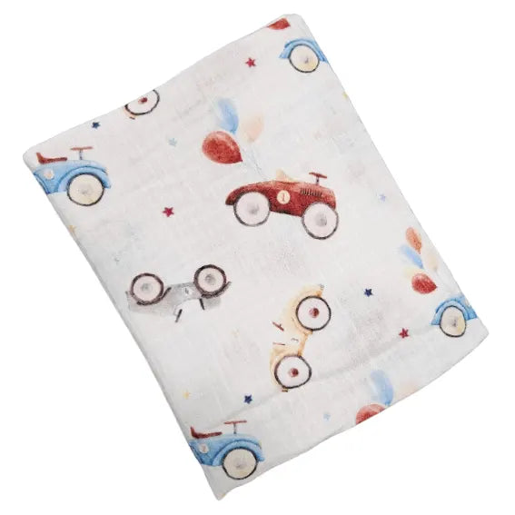 Premium muslin tetra diaper 65x65cm - Retro vehicles