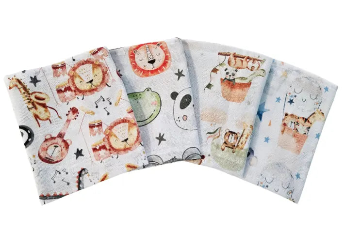 Premium Cotton Tetra Cloths - Set 4/1 - Animal World