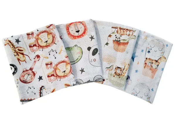 Premium Cotton Tetra Cloths - Set 4/1 - Animal World