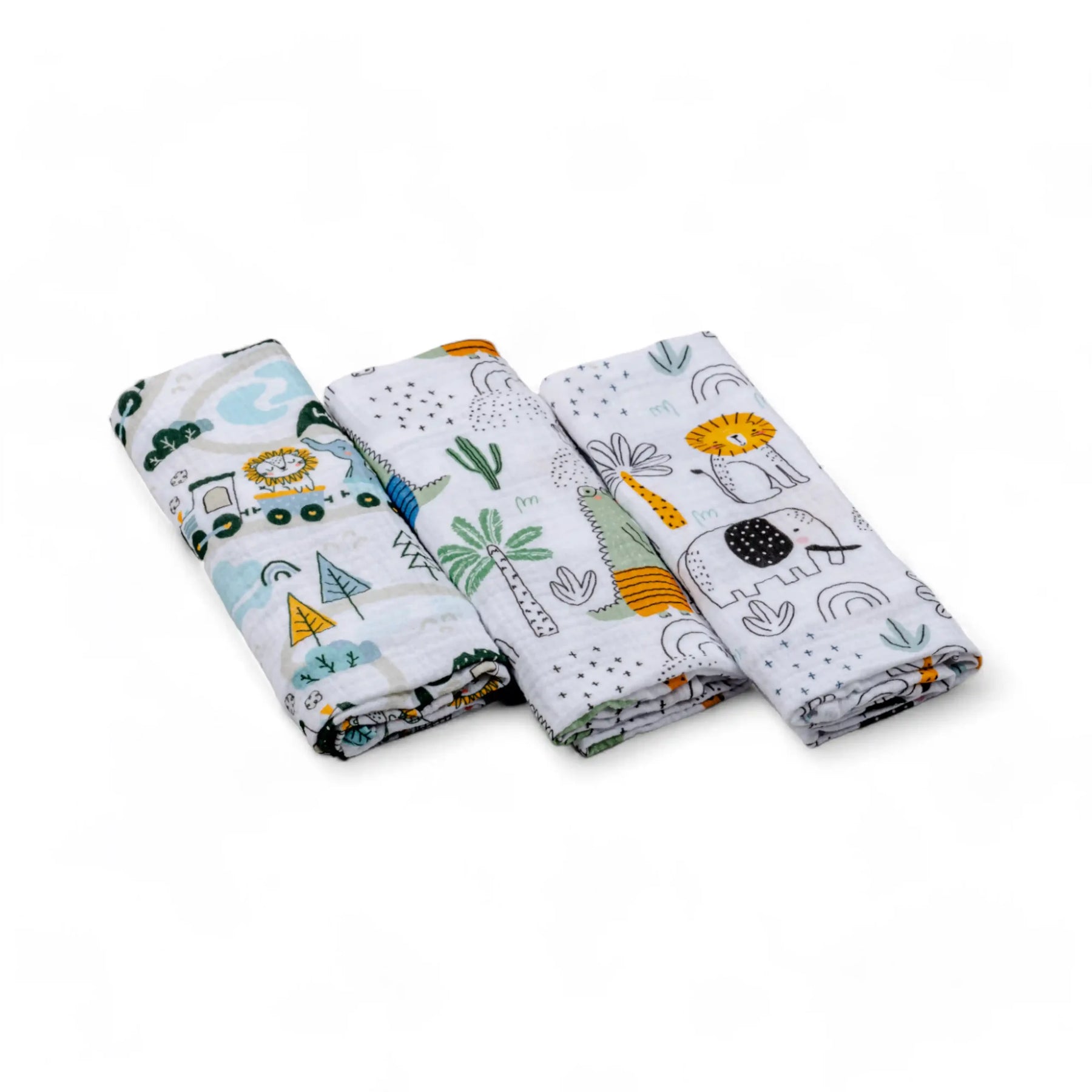 Set of Children's Premium Muslin Tetra Diapers 65x65cm in Gift Box - Set 3/1 - Animals