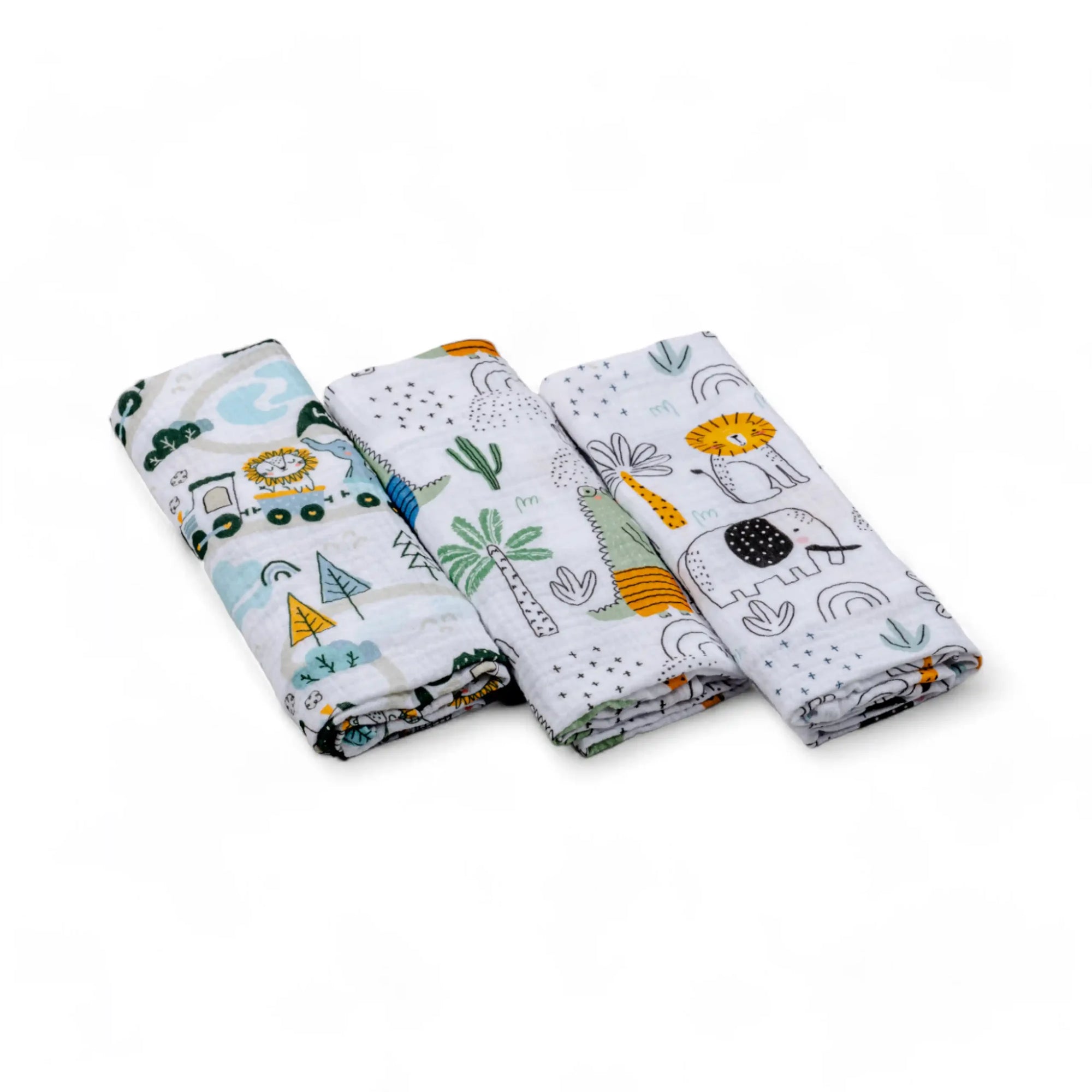 Set of Children's Premium Muslin Tetra Diapers 65x65cm in Gift Box - Set 3/1 - Animals