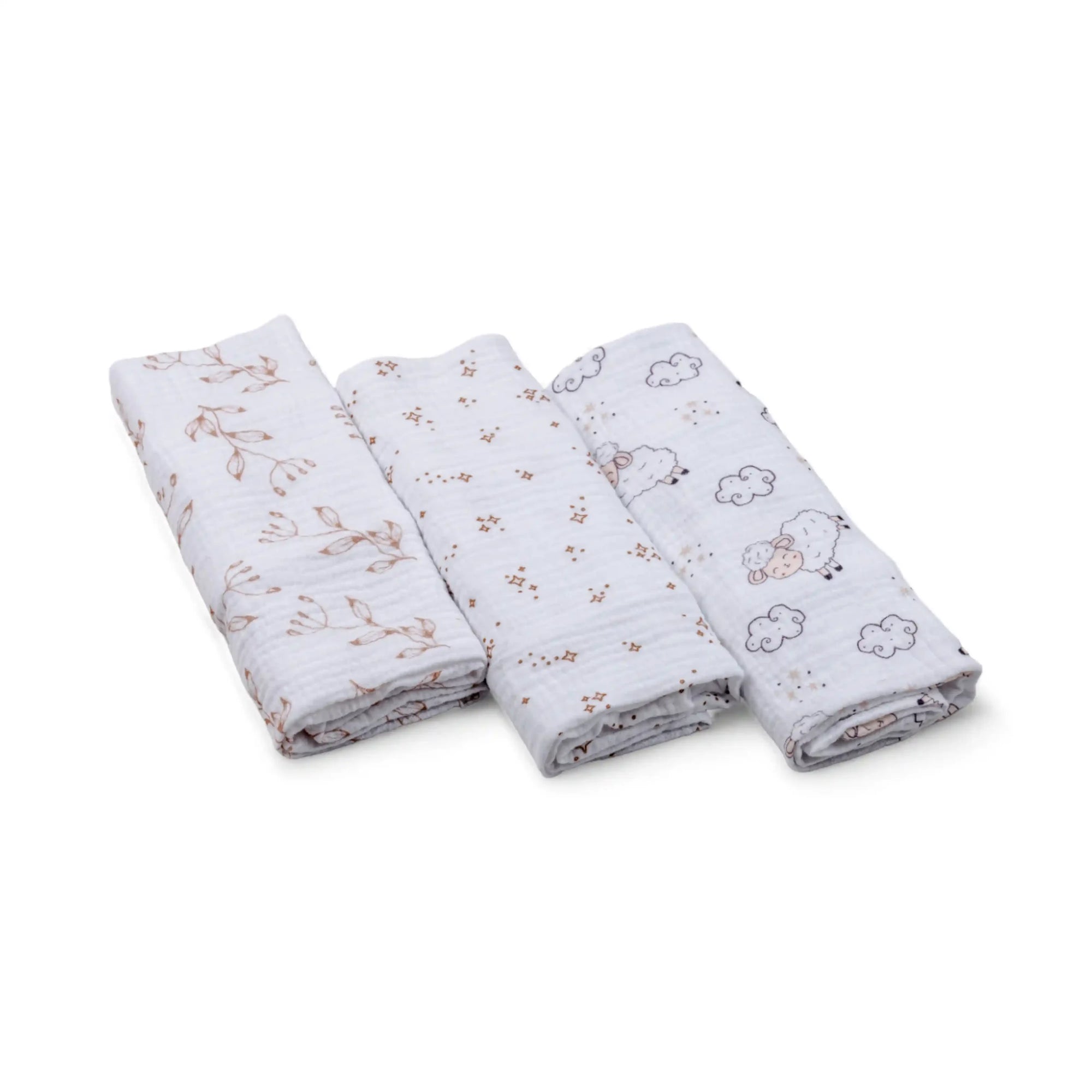 Set of Children's Premium Muslin Tetra Diapers 65x65cm - Set 3/1 - Sheep