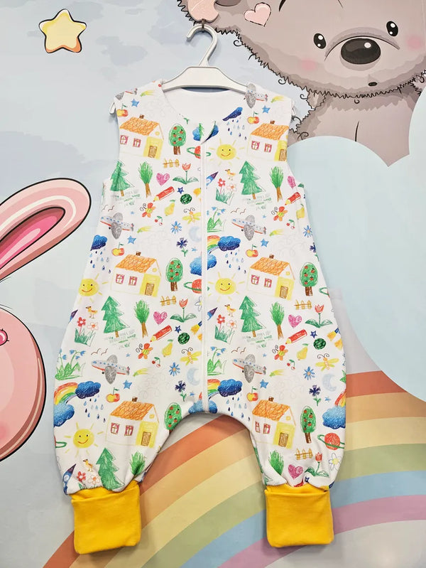 Tanja two-layer sleeping bag with legs - Kids drawing