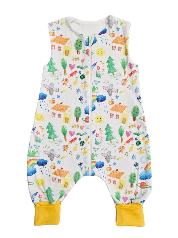 Tanja two-layer sleeping bag with legs - Kids drawing