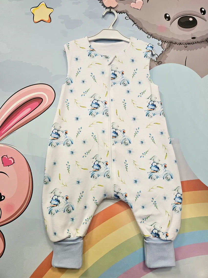 Tanja Two-Layer Sleeping Bag with Legs - Blue Bunny