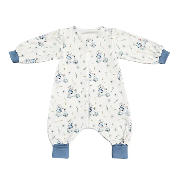 Tanja two-layer sleeping bag with legs and sleeves - Blue bunny