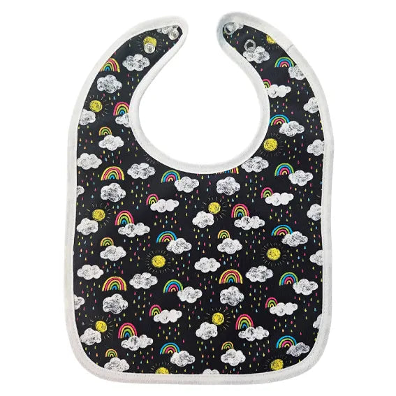 Bib with Waterproof Backing - Cloud and Rainbow