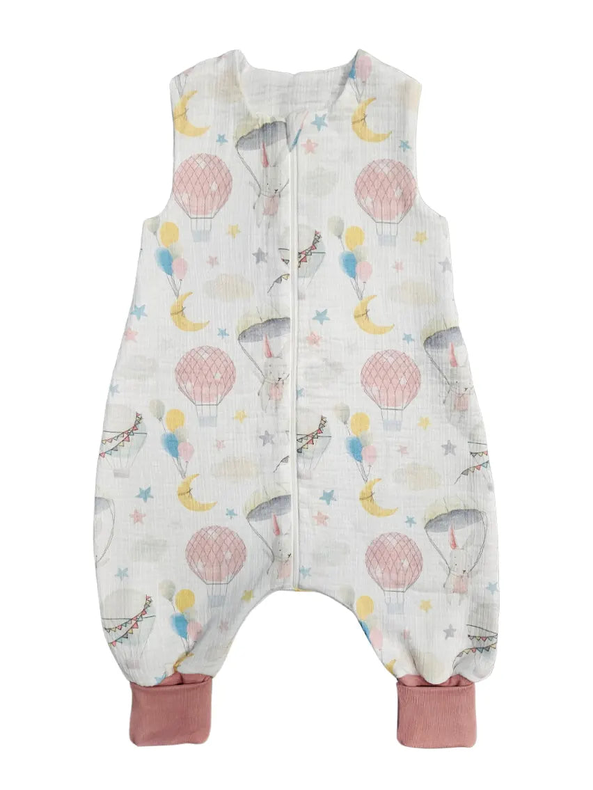 Muslin Double Layer Summer Sleeping Bag with Legs – Bunny Among the Clouds