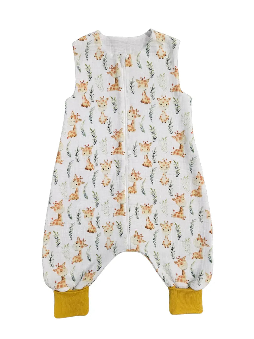 Muslin Double Layer Summer Sleeping Bag with Legs – Baby Giraffe