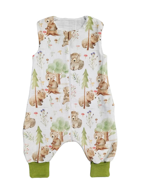 Muslin Double Layer Summer Sleeping Bag with Legs – Bear Fairytale