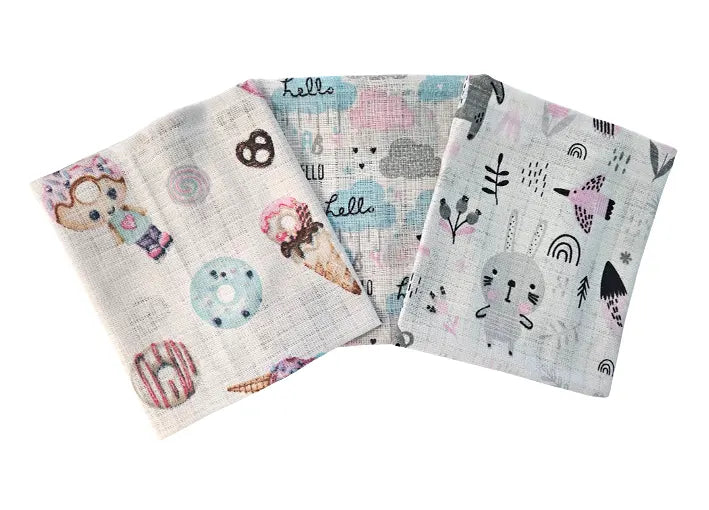 Pamučne tetra krpice 30x30cm - Set 3/1 - Zeko i oblaci
