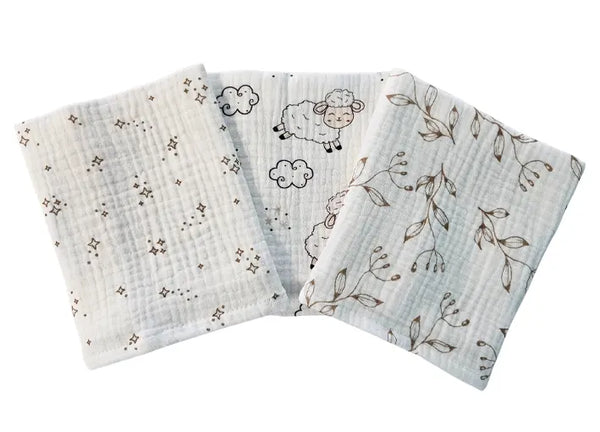 Premium Muslin Tetra Cloths 30x30cm – Set 3/1 - Sheep