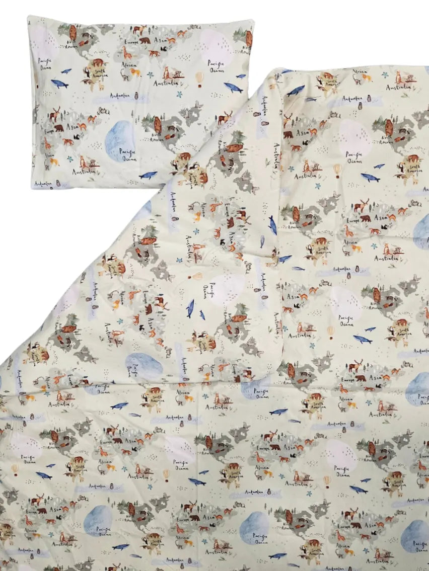 Bedding set 60x120cm - 2-piece - Map of the world