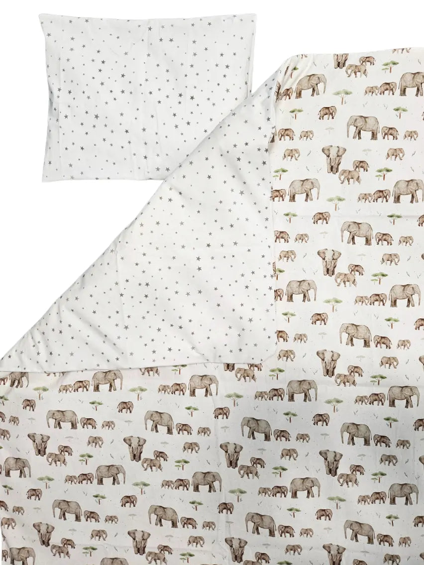 Bedding set 60x120cm - 2-piece - Mama and baby elephant