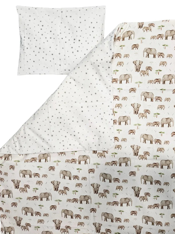 Bedding set 60x120cm - 2-piece - Mama and baby elephant