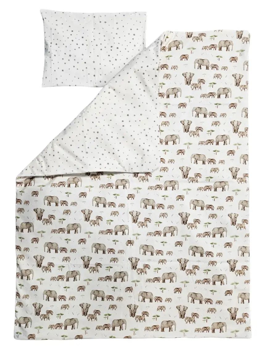 Bedding set 60x120cm - 2-piece - Mama and baby elephant