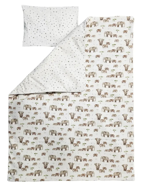 Bedding set 60x120cm - 2-piece - Mama and baby elephant