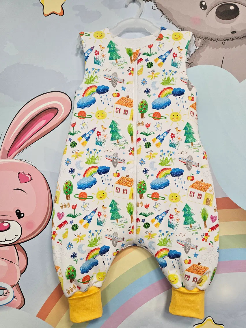 Thick Cotton Sleeping Bag with Legs and Filling - Kids drawing