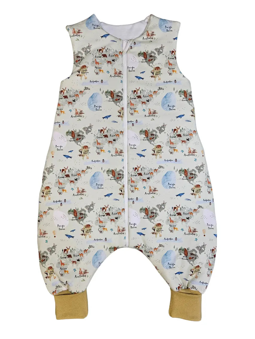 Thick Cotton Sleeping Bag with Legs and Filling - Map of the World