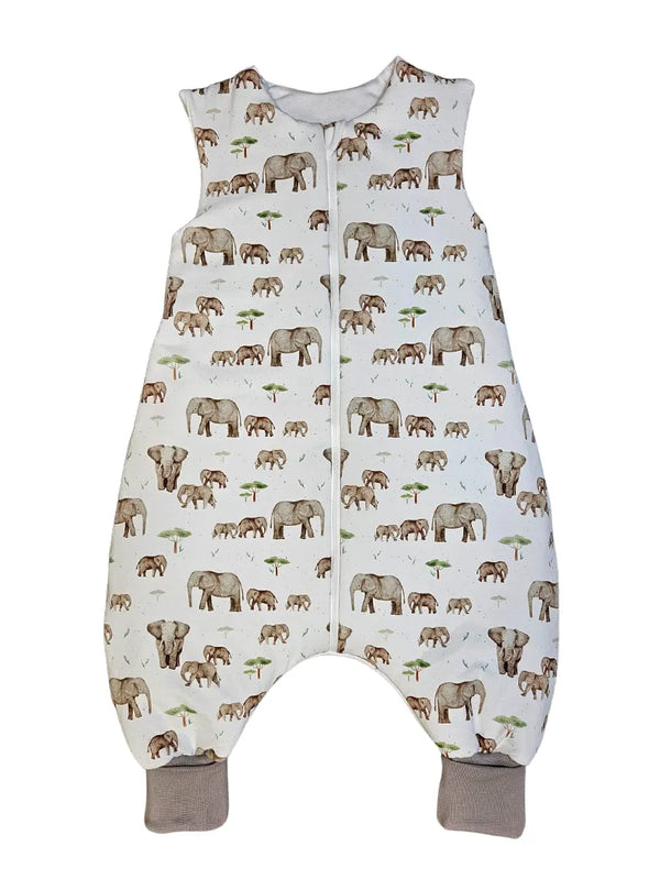 Thick Cotton Sleeping Bag with Legs and Filling - Mama and Baby Elephant