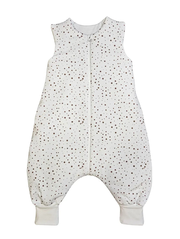 Thick cotton sleeping bag with legs and filling - Little brown stars