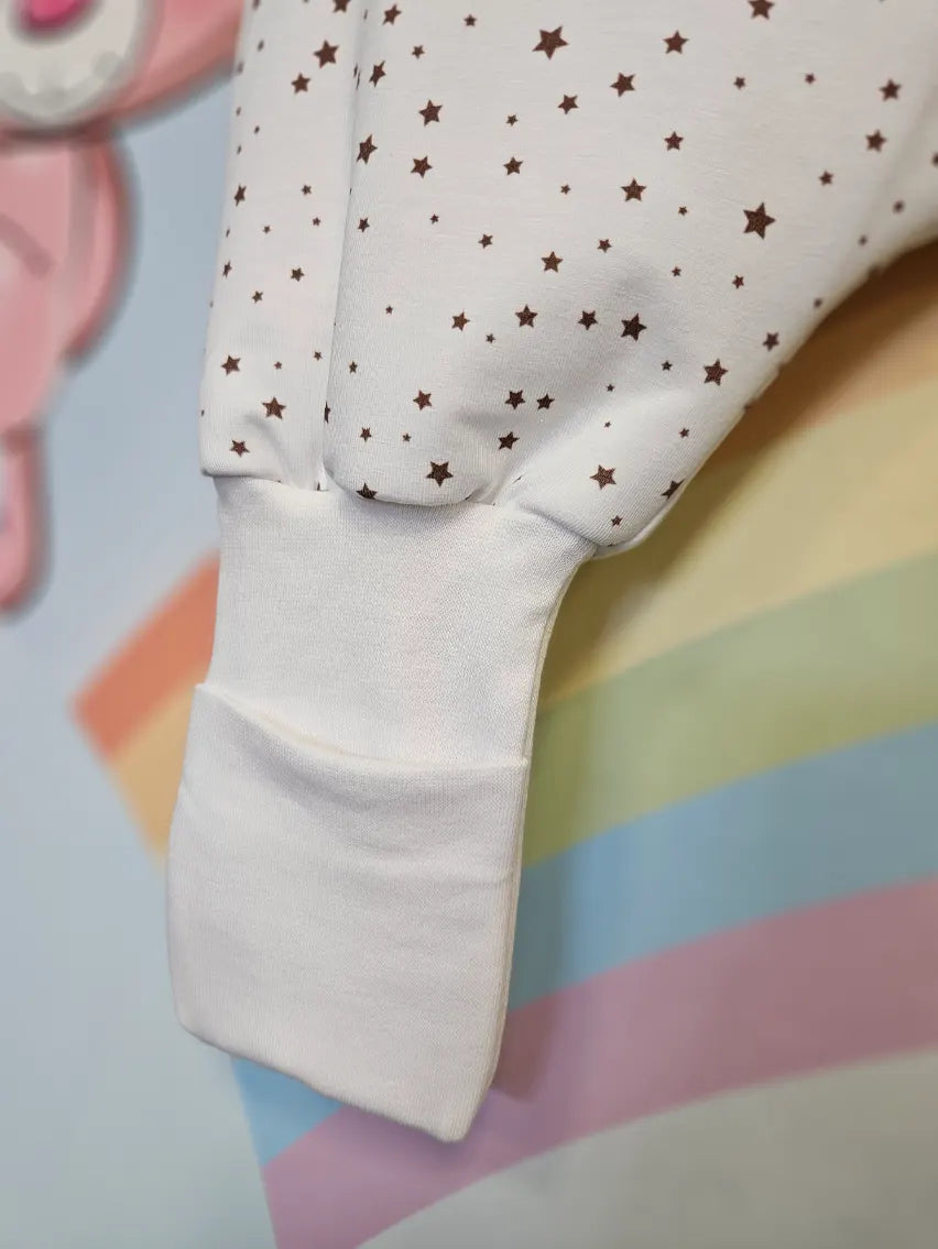 Cotton sleeping bag with legs, sleeves, and filling - Little brown stars