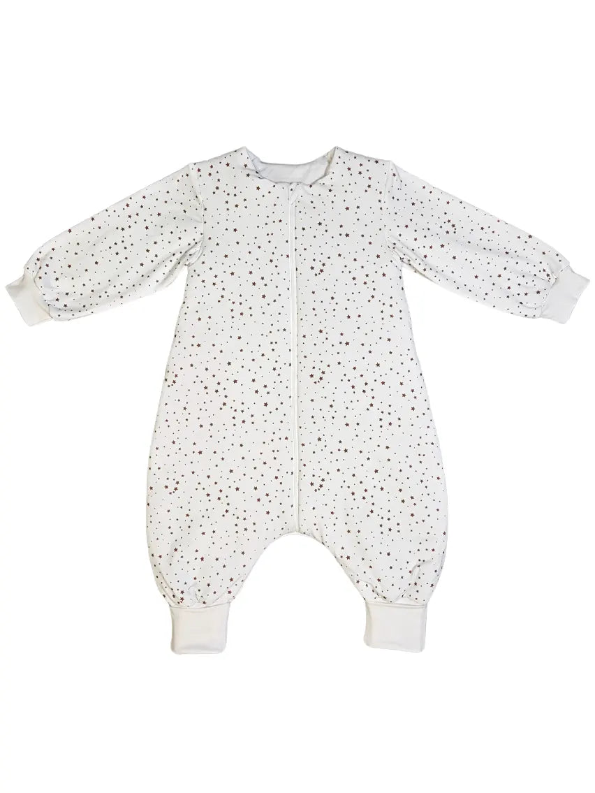 Cotton sleeping bag with legs, sleeves, and filling - Little brown stars