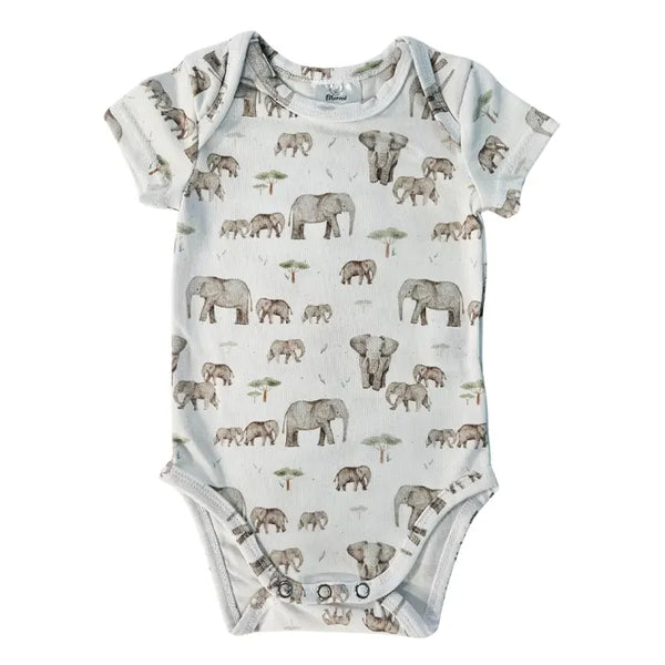 Short Sleeve Bodysuit - Mama and Baby Elephant