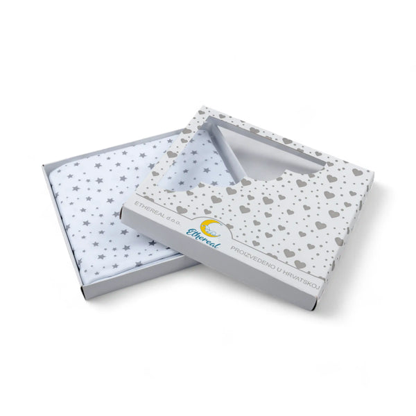 Premium Cotton Double Layer Blanket - Gray Stars on a White Background