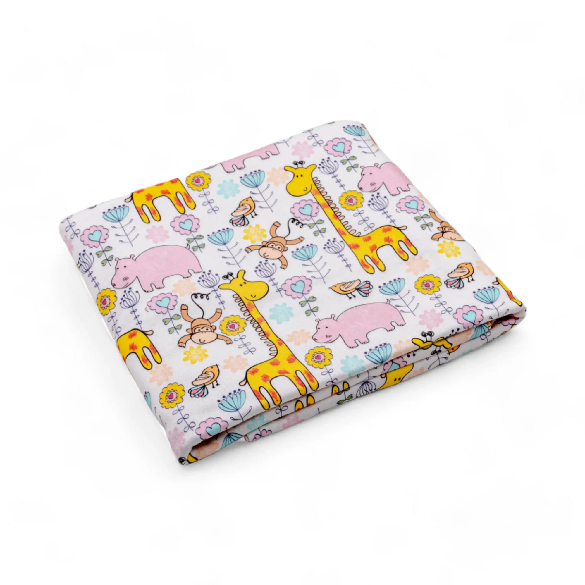 Premium Cotton Double Layer Blanket - Giraffes - Pink