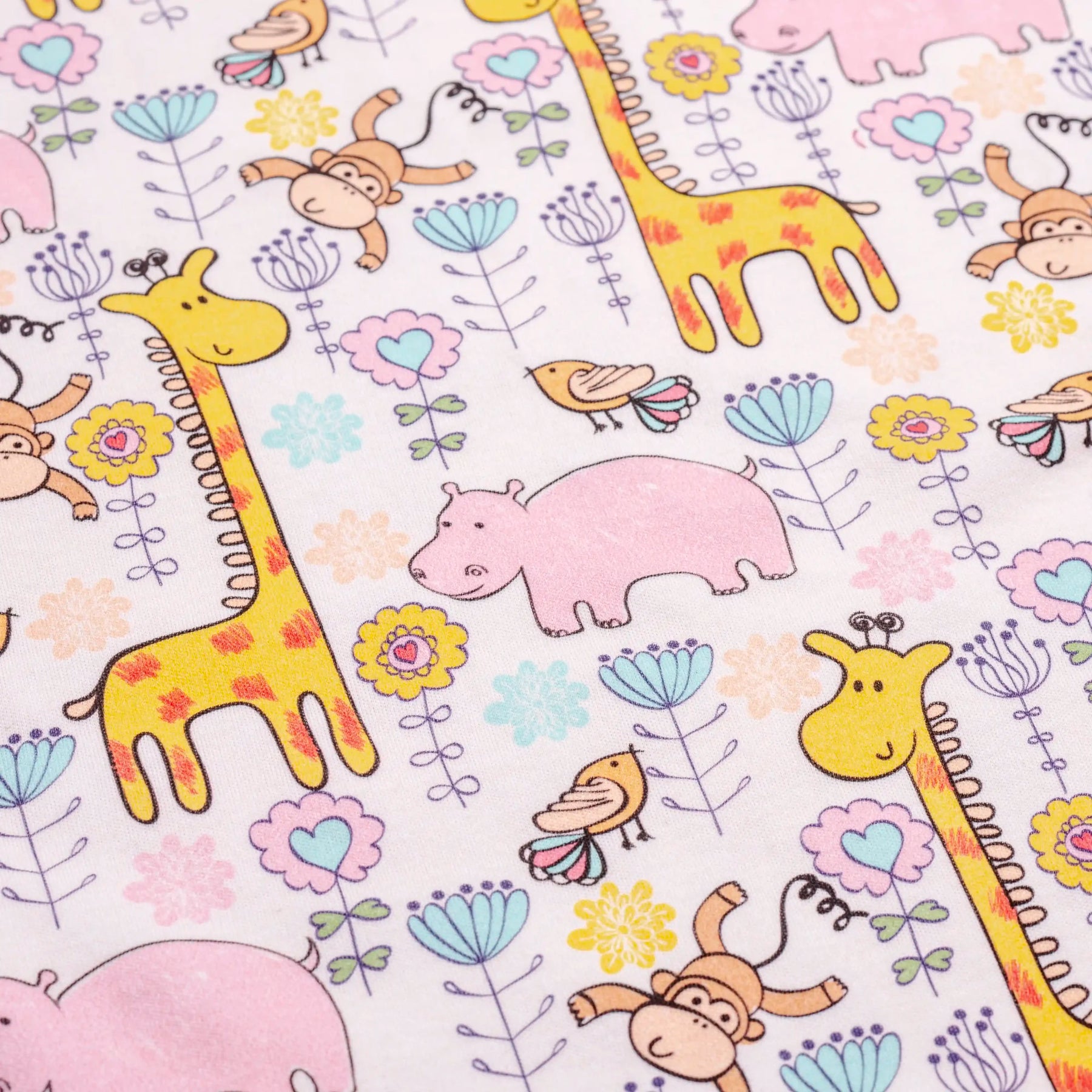 Premium Cotton Double Layer Blanket - Giraffes - Pink