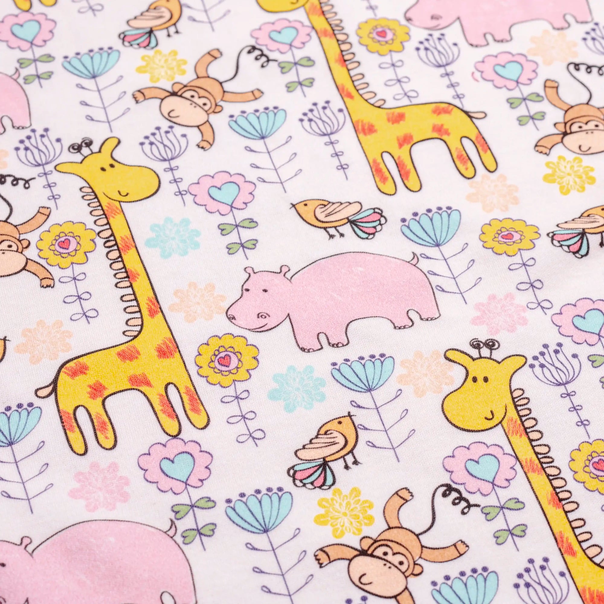 Premium Cotton Double Layer Blanket - Giraffes - Pink