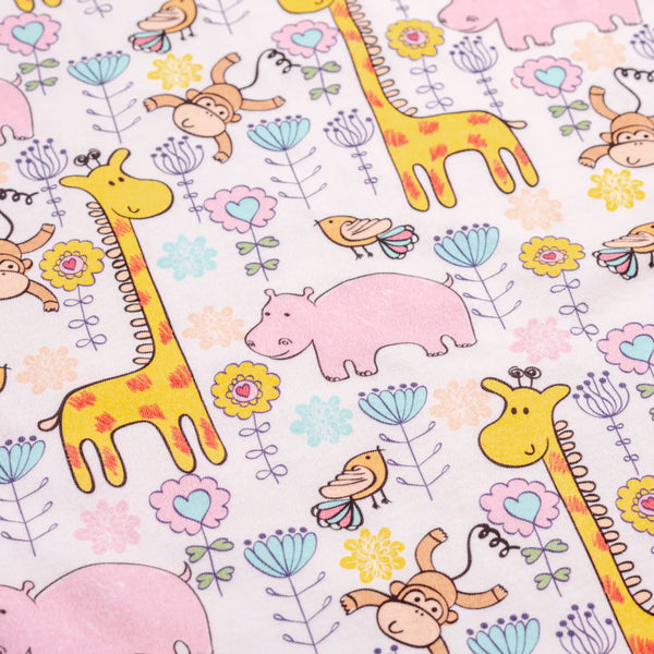 Premium Cotton Double Layer Blanket - Giraffes - Pink