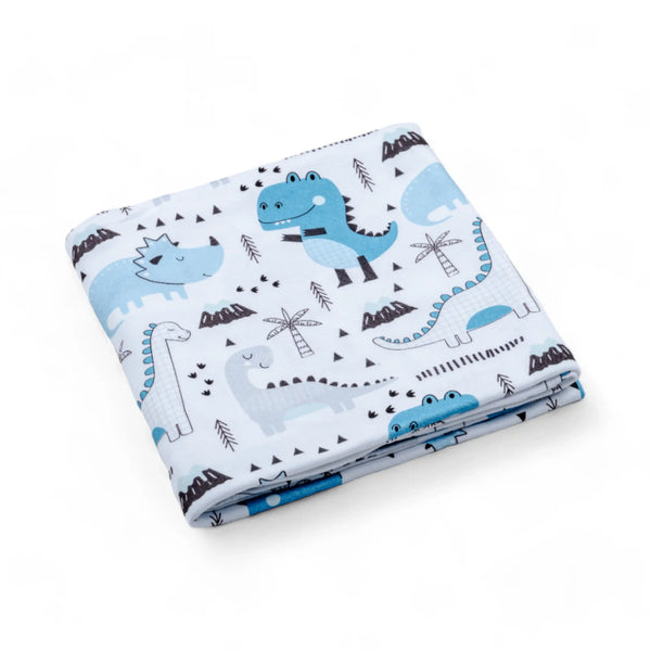 Premium Cotton Double Layer Blanket - Blue Dino