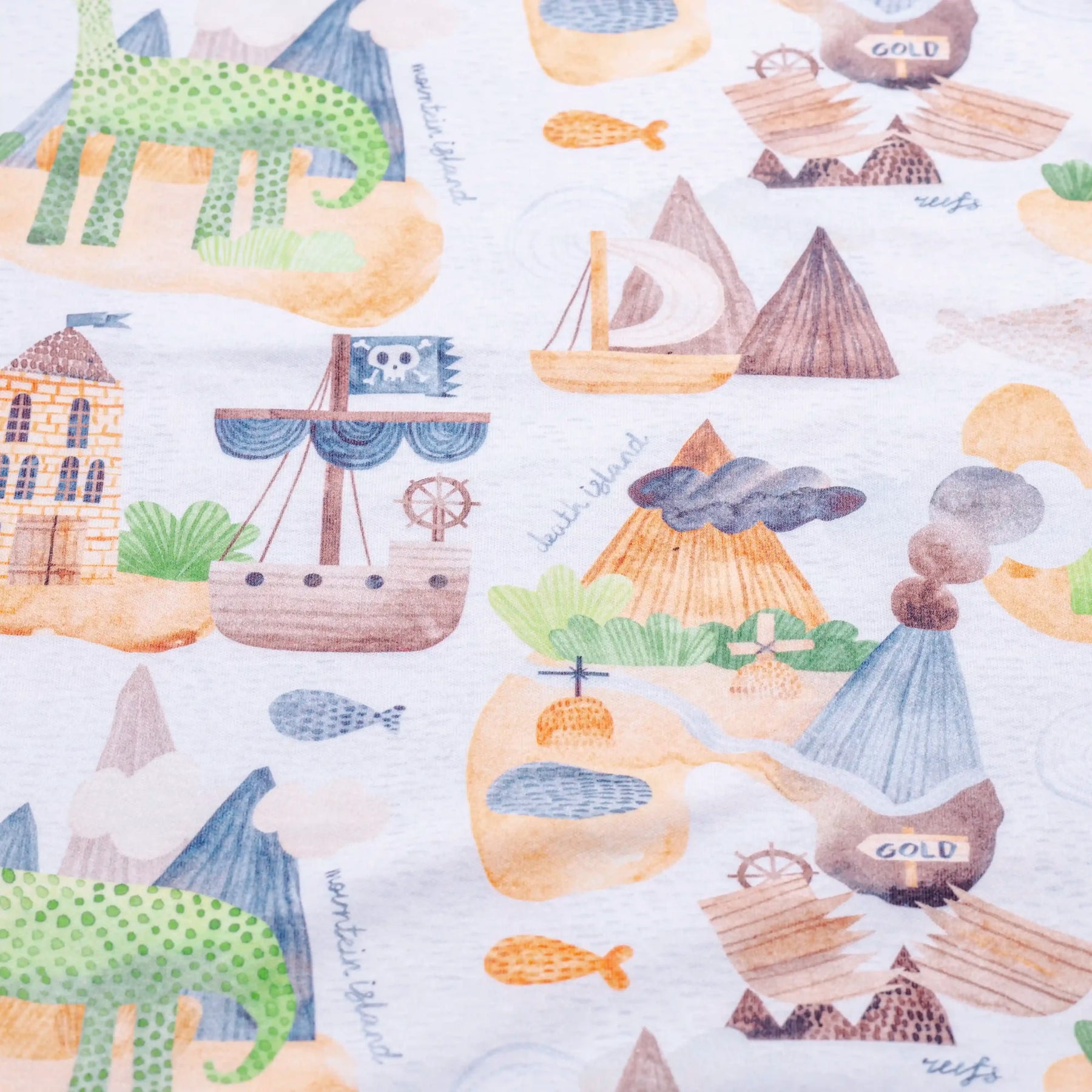 Premium Cotton Double Layer Blanket - Pirate and Dino