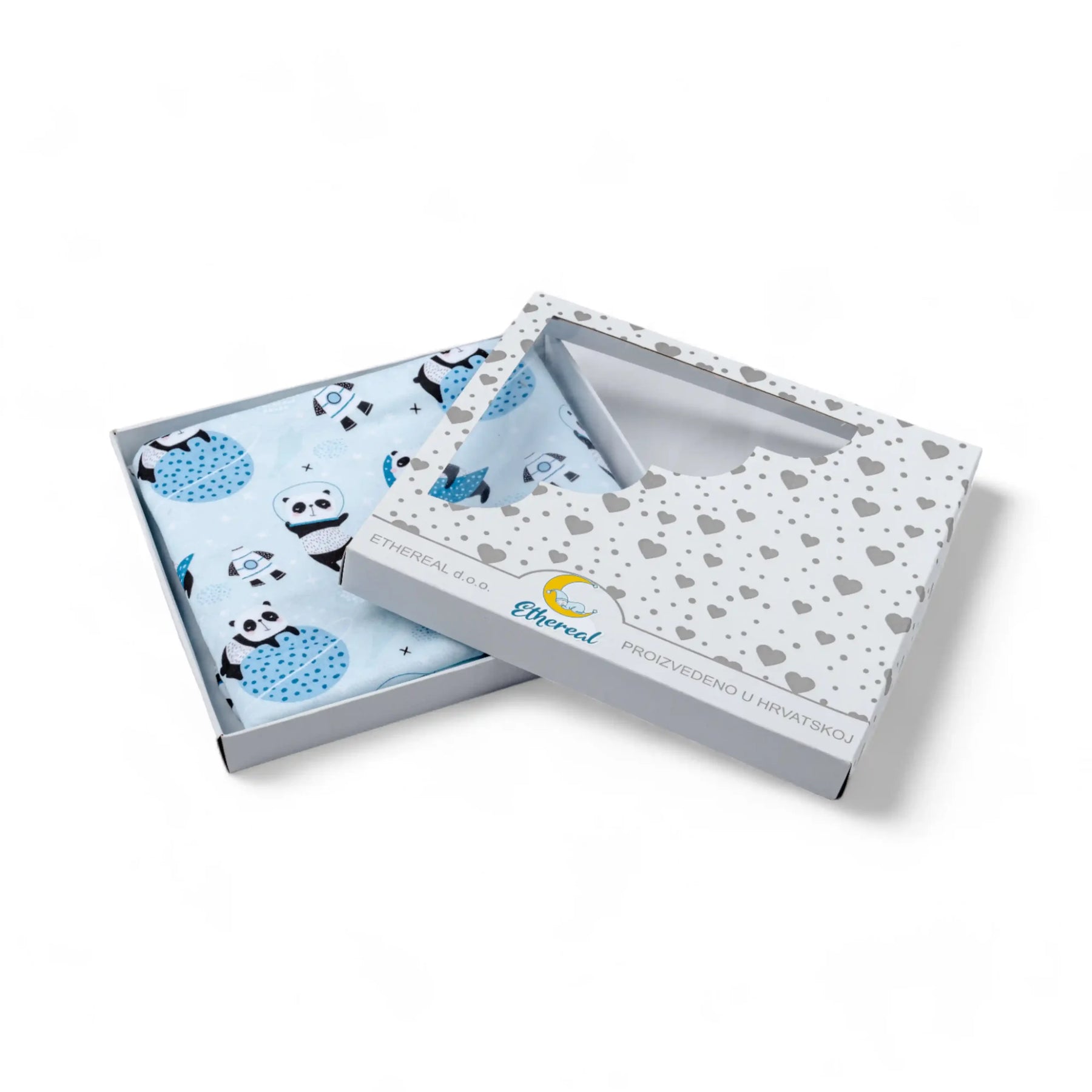 Premium Cotton Double Layer Blanket - Blue Pandas