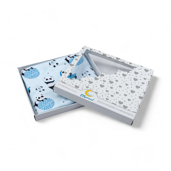 Premium Cotton Double Layer Blanket - Blue Pandas