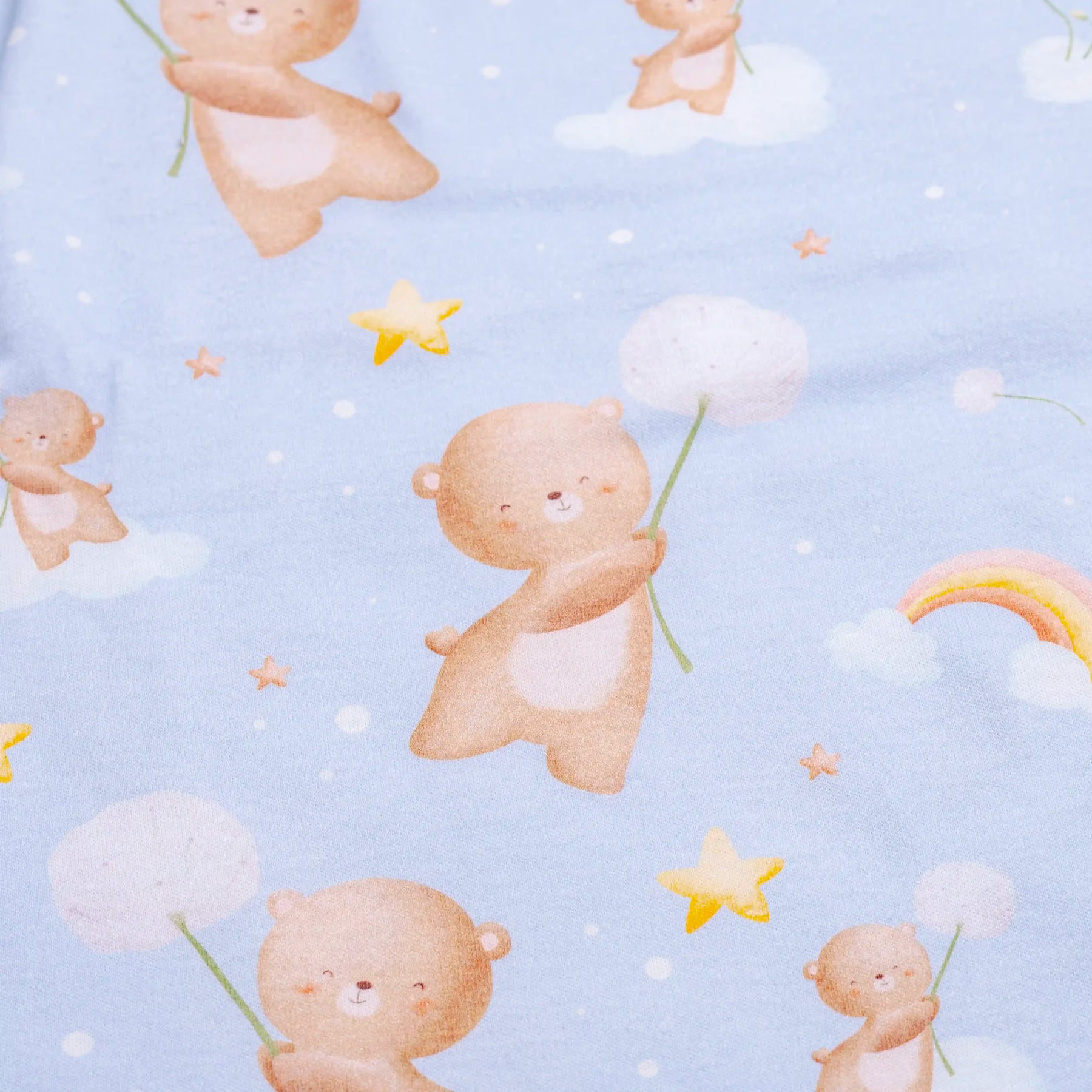 Premium Cotton Double Layer Blanket - Bear - Blue