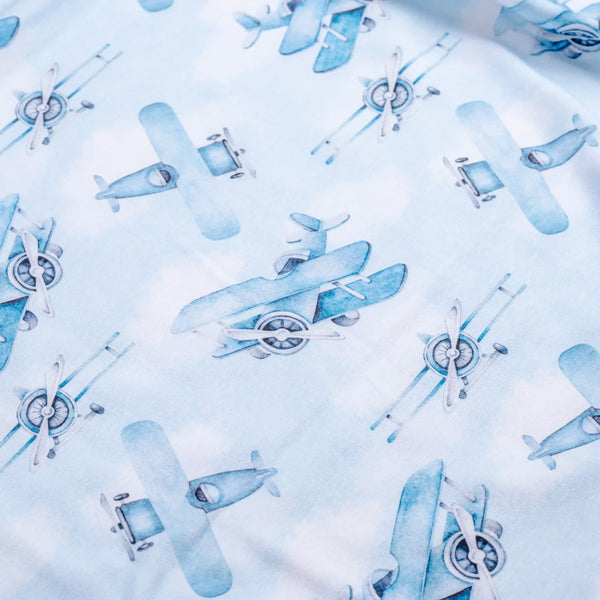 Premium Cotton Double Layer Blanket - Blue Planes