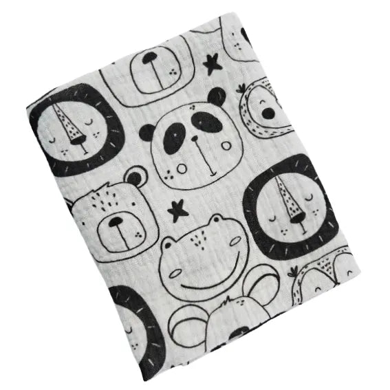 Premium muslin tetra diaper 65x65cm - Black animals