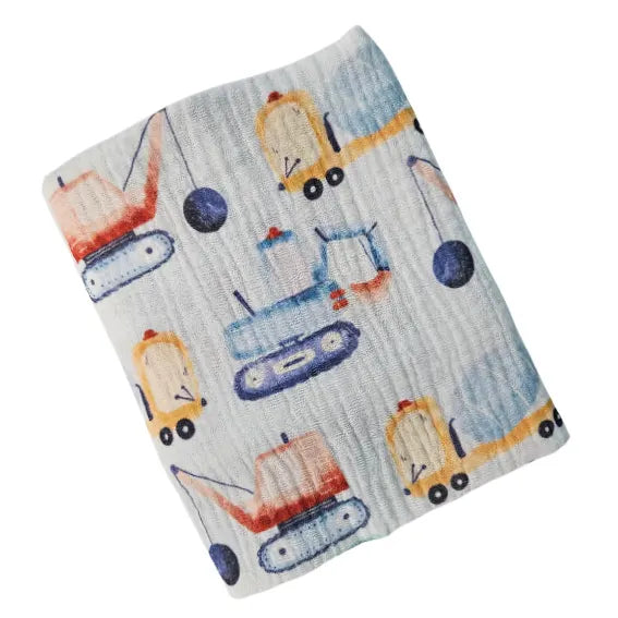 Children's Premium Muslin Tetra Diaper 65x65cm - Excavators