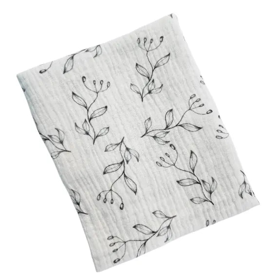Premium muslin tetra diaper 65x65cm - Black leaves