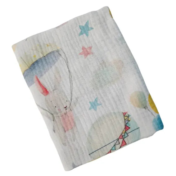 Children's Premium Muslin Tetra Diaper 65x65cm - Bunny and Balloon