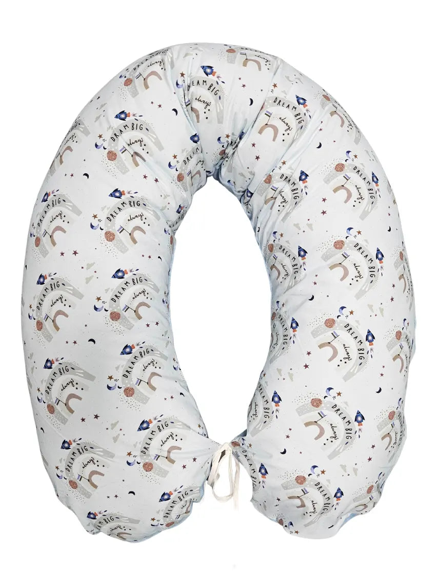 Nursing and Sleeping Pillow 170 cm with Cotton-Plush Cover - Dream Big Rainbow